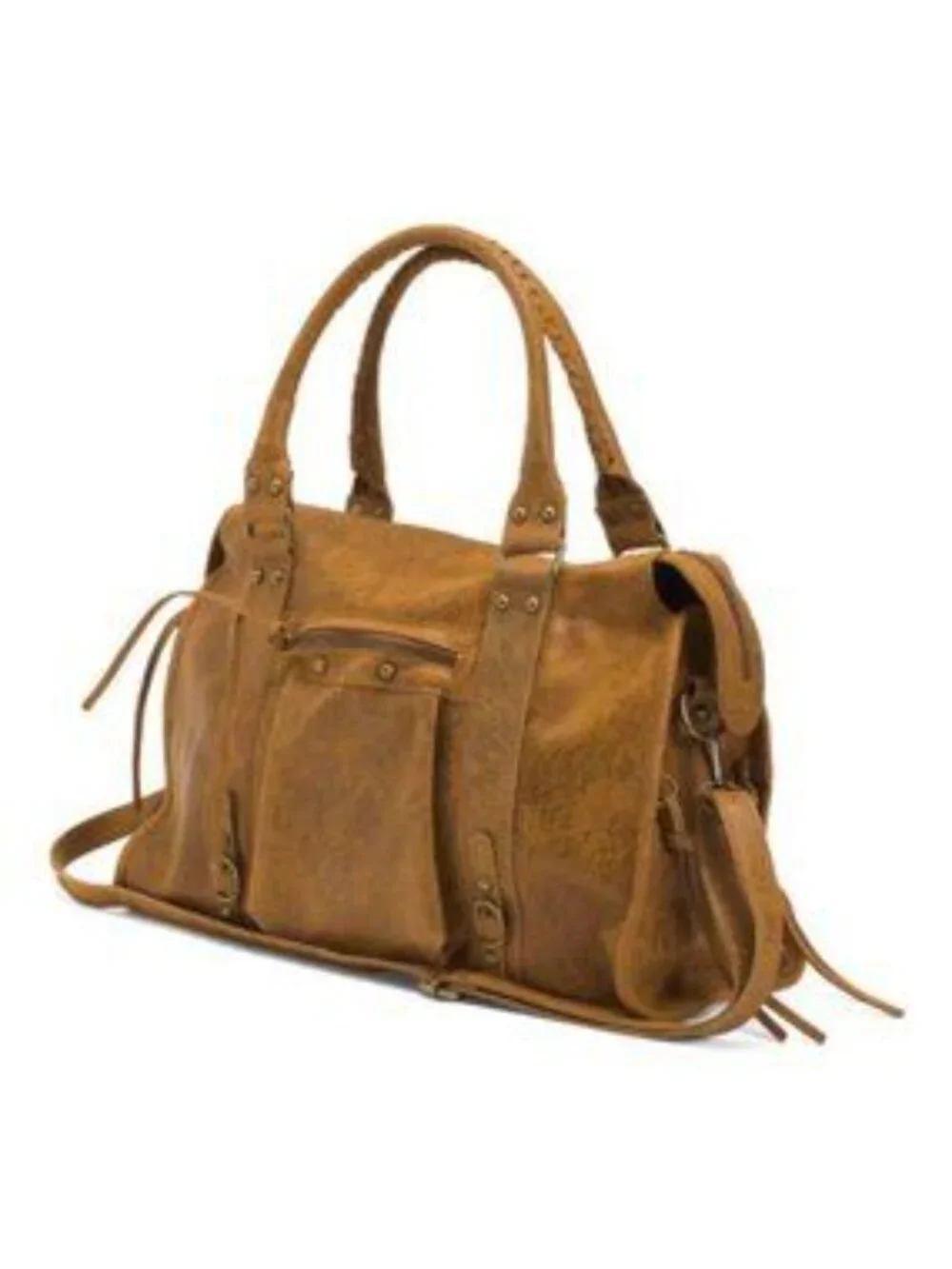 GAVE LUX Made In Italy Leather Large Satchel Brush Front Zip